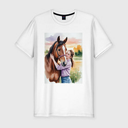 Футболка slim-fit Обними меня крепче, цвет: белый