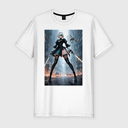 Мужская slim-футболка Тип 2 с дроидом готовая к битве