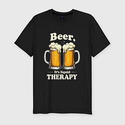 Футболка slim-fit Beer its liquid therapy, цвет: черный