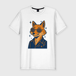 Футболка slim-fit Лиса в очках, цвет: белый