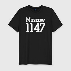 Футболка slim-fit Москва год основания 1147 крупными, цвет: черный