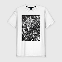Футболка slim-fit Кибер девушка - нейроарт фантазия, цвет: белый