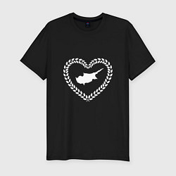 Мужская slim-футболка Кипр в сердце монохром