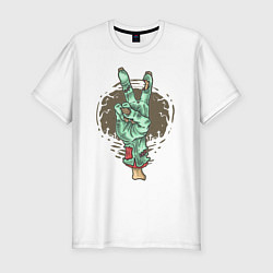 Мужская slim-футболка Рука зомби жест V