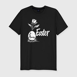 Футболка slim-fit Пасхальное яйцо с цветком, цвет: черный