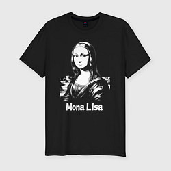 Футболка slim-fit Мона Лиза белая, цвет: черный