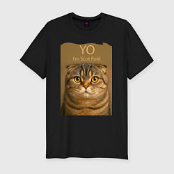 Футболка slim-fit Yo - Im Scottish Fold, цвет: черный