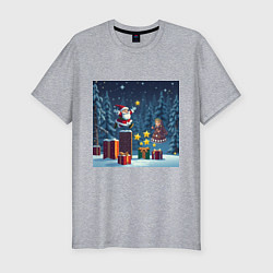 Футболка slim-fit Дед Морозио и Принцесса Снегурочка: вперёд за звёз, цвет: меланж