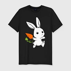 Мужская slim-футболка Зайка с морковкой