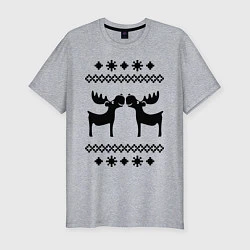 Мужская slim-футболка Узор с оленями
