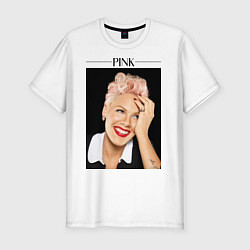 Футболка slim-fit Pink: portrait, цвет: белый