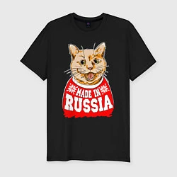 Футболка slim-fit Made in Russia: киса, цвет: черный