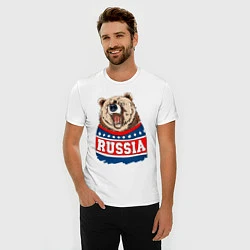 Футболка slim-fit Made in Russia: медведь, цвет: белый — фото 2