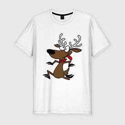 Мужская slim-футболка Весёлый новогодний олень