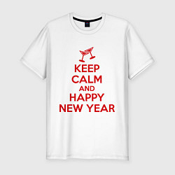 Мужская slim-футболка Keep Calm & Happy New Year