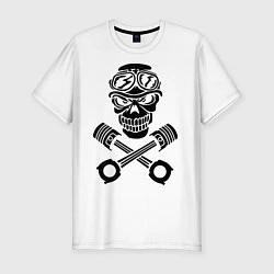 Мужская slim-футболка Череп мотоциклиста