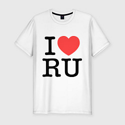 Футболка slim-fit I love RU (vertical), цвет: белый