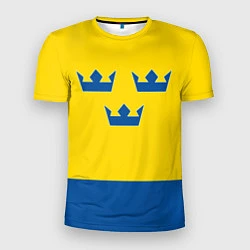 Футболка спортивная мужская Сборная Швеции: домашняя форма, цвет: 3D-принт