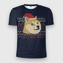 Мужская спорт-футболка Doge Such Christmas