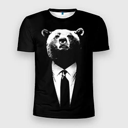 Мужская спорт-футболка Медведь бизнесмен