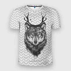 Мужская спорт-футболка Рогатый волк