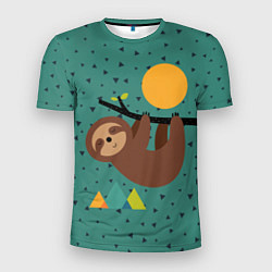 Мужская спорт-футболка Довольный ленивец