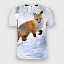 Мужская спорт-футболка Лисица в снегу