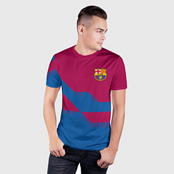 Футболка спортивная мужская Barcelona FC: Blue style, цвет: 3D-принт — фото 2