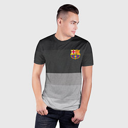 Футболка спортивная мужская ФК Барселона: Серый стиль, цвет: 3D-принт — фото 2