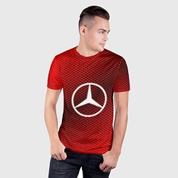 Футболка спортивная мужская Mercedes: Red Carbon, цвет: 3D-принт — фото 2