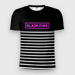 Футболка спортивная мужская Black Pink: White Stripes, цвет: 3D-принт