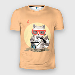 Мужская спорт-футболка Raccoon Love Coffee