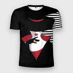 Мужская спорт-футболка Женщина в шляпе поп-арт