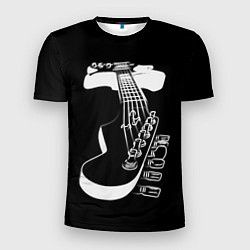 Мужская спорт-футболка Гитара черно - белая