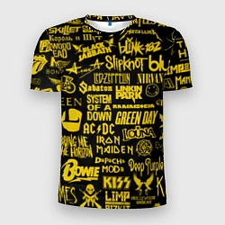 Футболка спортивная мужская Логотипы рок групп GOLD, цвет: 3D-принт