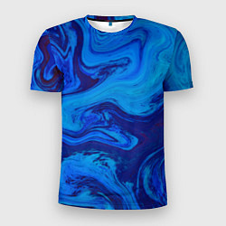 Мужская спорт-футболка Абстракция синяя с голубым