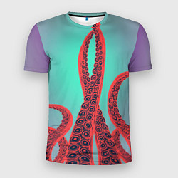 Мужская спорт-футболка Красные щупальца осминога