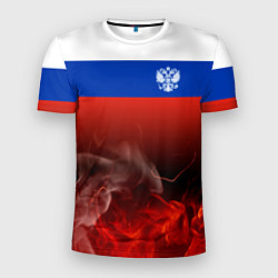 Мужская спорт-футболка Россия огонь