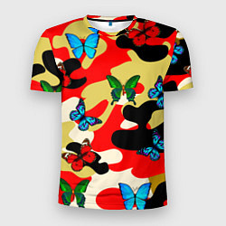 Мужская спорт-футболка Камуфляжные бабочки