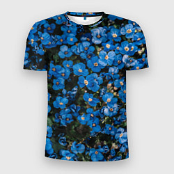 Мужская спорт-футболка Поле синих цветов фиалки лето