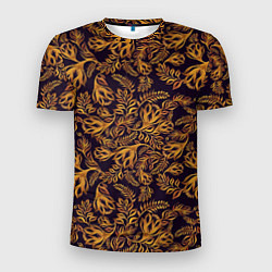 Мужская спорт-футболка Лето золото цветы узор