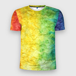 Мужская спорт-футболка Разноцветный акварель градиент