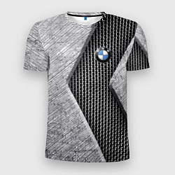 Футболка спортивная мужская BMW - emblem - metal - texture, цвет: 3D-принт