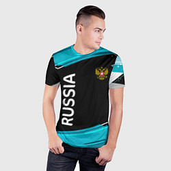Футболка спортивная мужская RUSSIA, цвет: 3D-принт — фото 2
