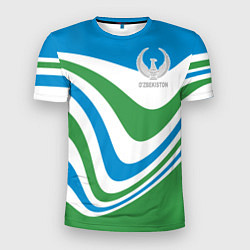 Мужская спорт-футболка Узбекистан - герб страны