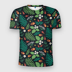 Мужская спорт-футболка Лесные листочки цветочки