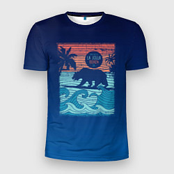 Мужская спорт-футболка Медведь на серфинге