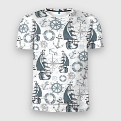 Мужская спорт-футболка Морской узор Nautical Pattern
