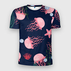 Мужская спорт-футболка Розовые медузы
