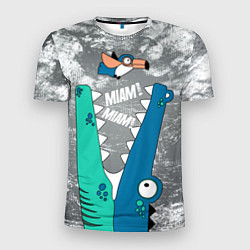 Мужская спорт-футболка Крокодил и птичка Miam